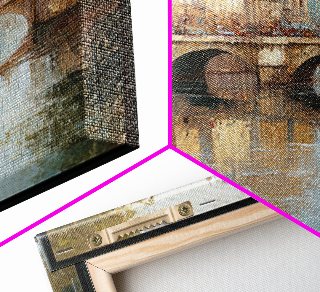 Paris Bridge Reflected Framed Canvas Print, Impressionist Art, Farmhouse Decor, Living Room Decor, Fine Art, Impression, IMP-1x1-7