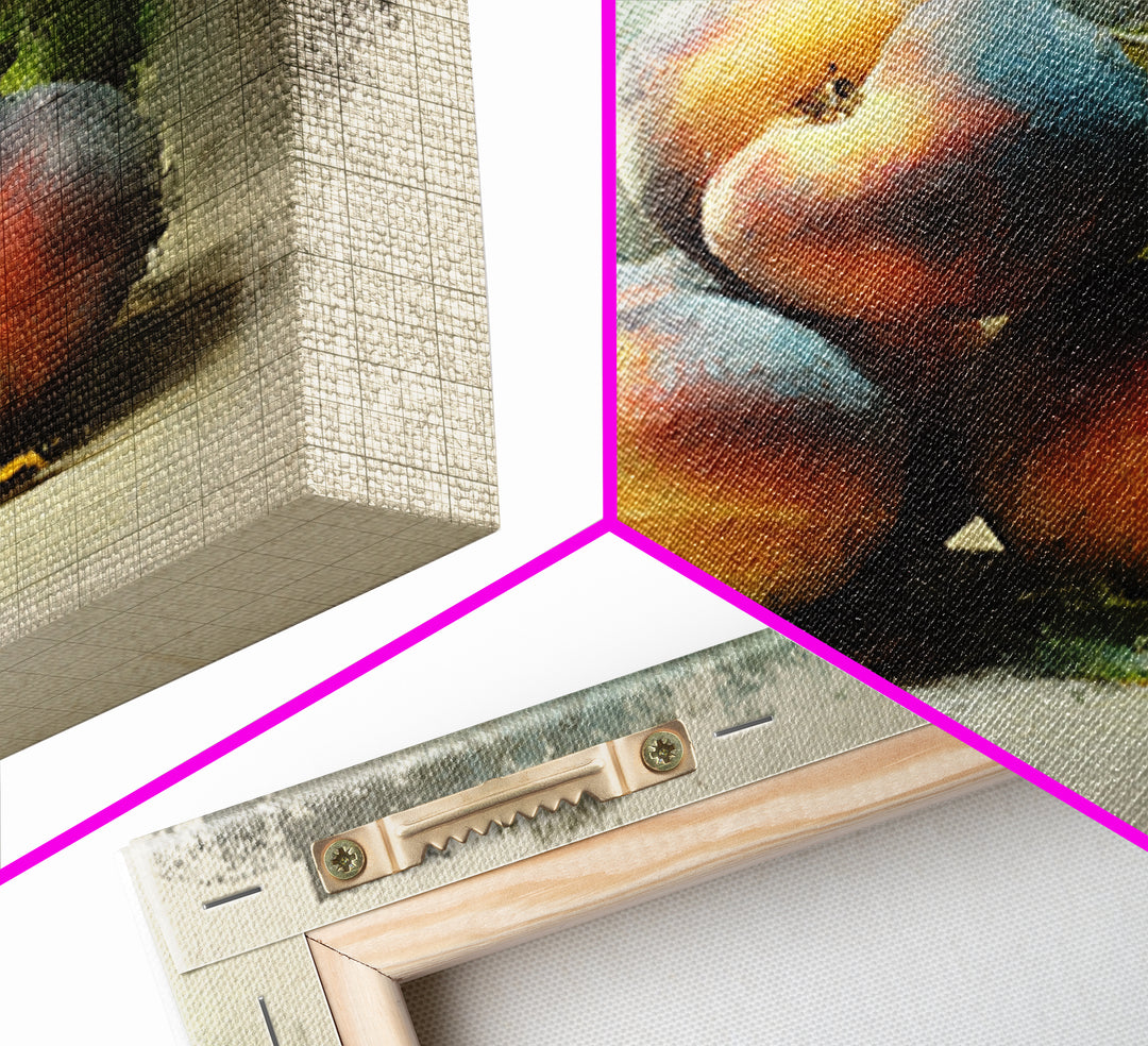 Still Life of Peaches Framed Canvas Print, Impressionist Art, Flower Print, Living Room Decor, Fine Art, Impression, IMP-1x1-71
