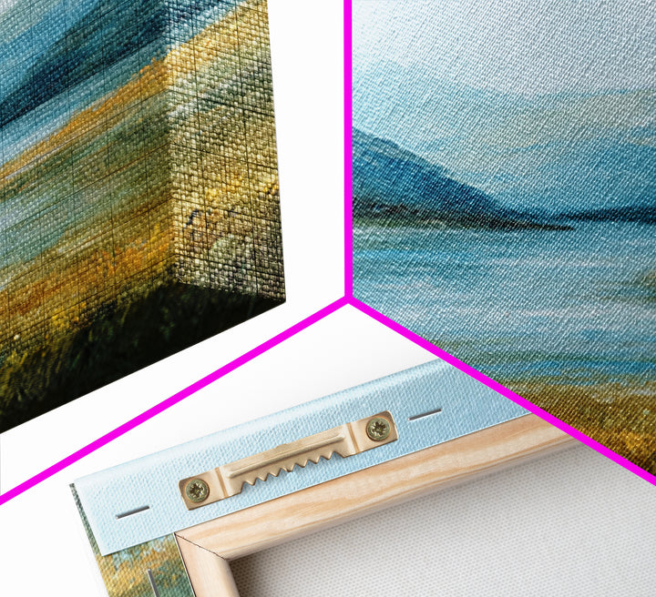 Mountain Lake with Sparkling Reflections Framed Canvas Print, Impressionist Art, Landscape Art, Living Room Decor, Impression, IMP-1x1-72