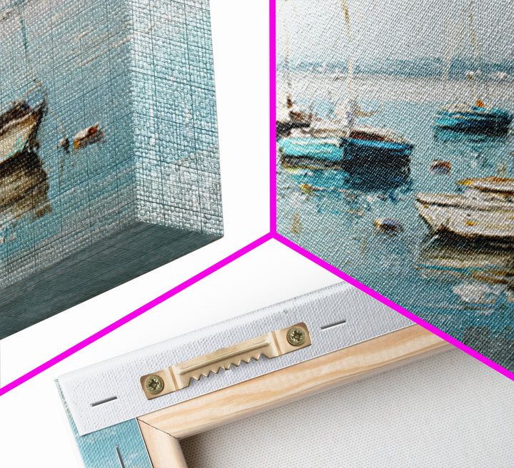 Sailboats on a Bright Sparkling Harbor Canvas Print, Impressionist Art, Painting, Living Room Decor, Fine Art, Impression, IMP-1x1-81