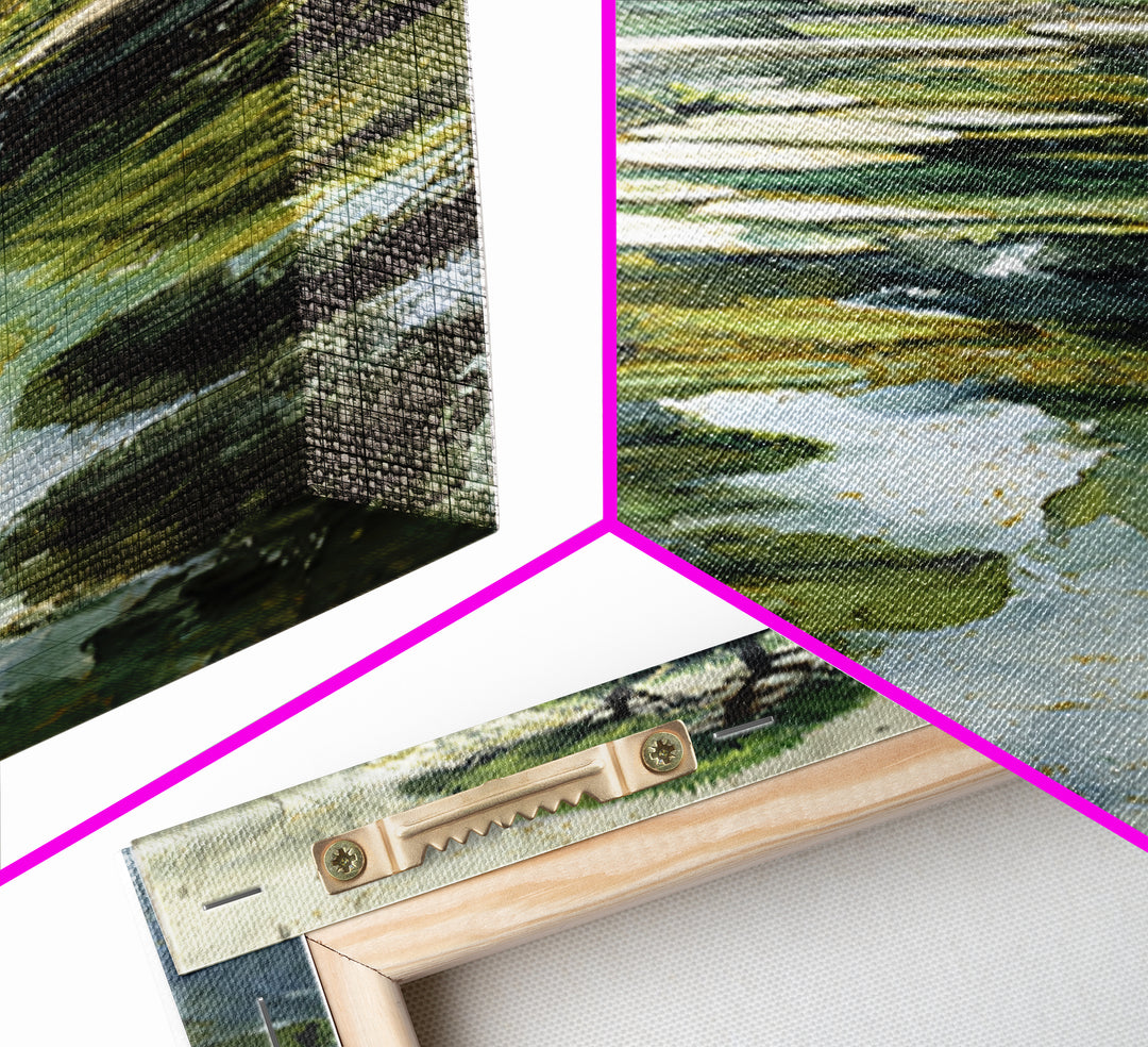 Water Garden Bridge Framed Canvas Print, Impressionist Art, Living Room Art, Living Room Decor, Watercolor Art, Impression, IMP-1x3-30