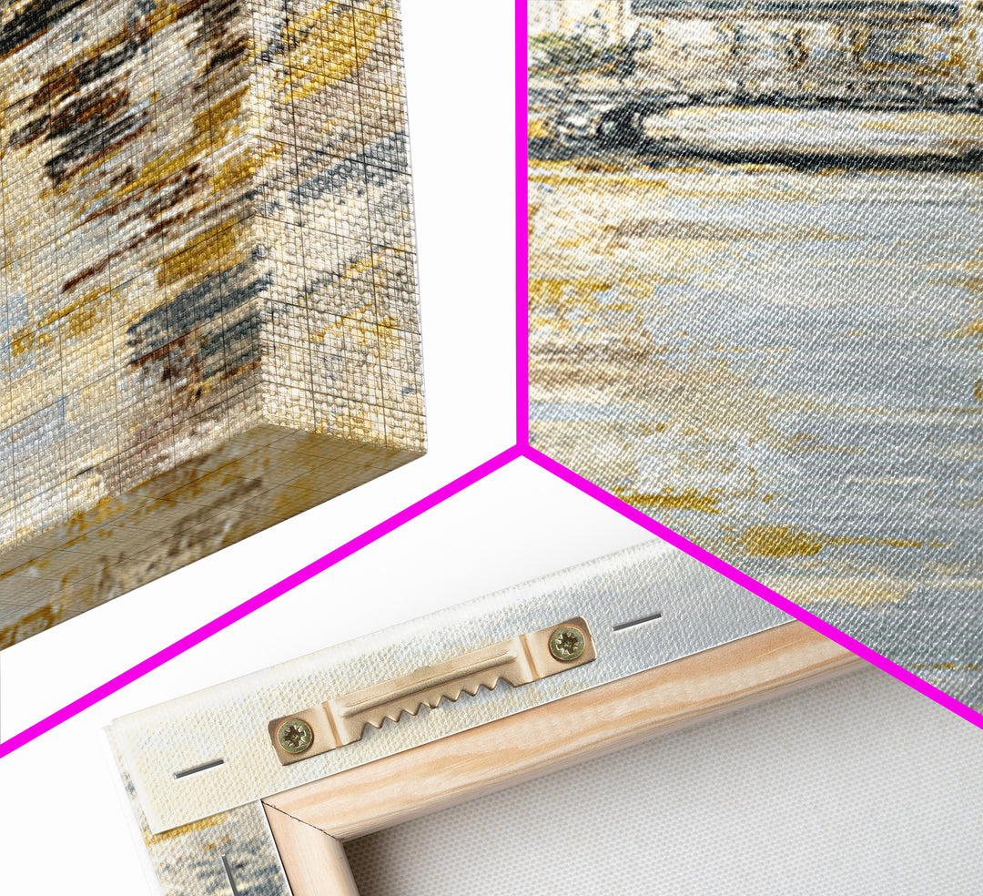 Paris Bridge Reflected Framed Canvas Print, Impressionist Art, Boho Decor, Living Room Decor, Oil Painting, Impression, IMP-1x3-91