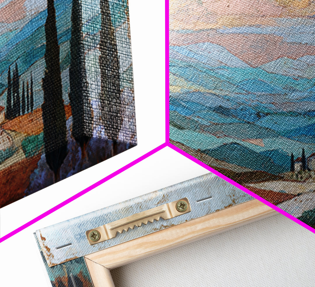 Sunset over Lavender Field Framed Canvas Print, Impressionist Art, Contemporary Art, Living Room Decor, Fine Art, Impression, IMP-2x1-10