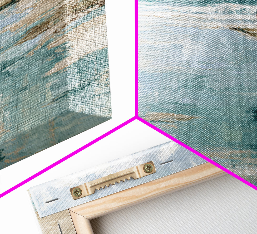 Coastal Beach Figures Framed Canvas Print, Impressionist Art, Home Decor, Living Room Decor, Impression, Horizontal Wall Art, IMP-2x1-15