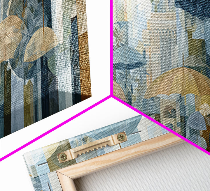 Rainy Boulevard with Umbrella Shapes Canvas Print, Impressionist Art, Living Room Decor, Abstract Art, Impression, IMP-2x1-17