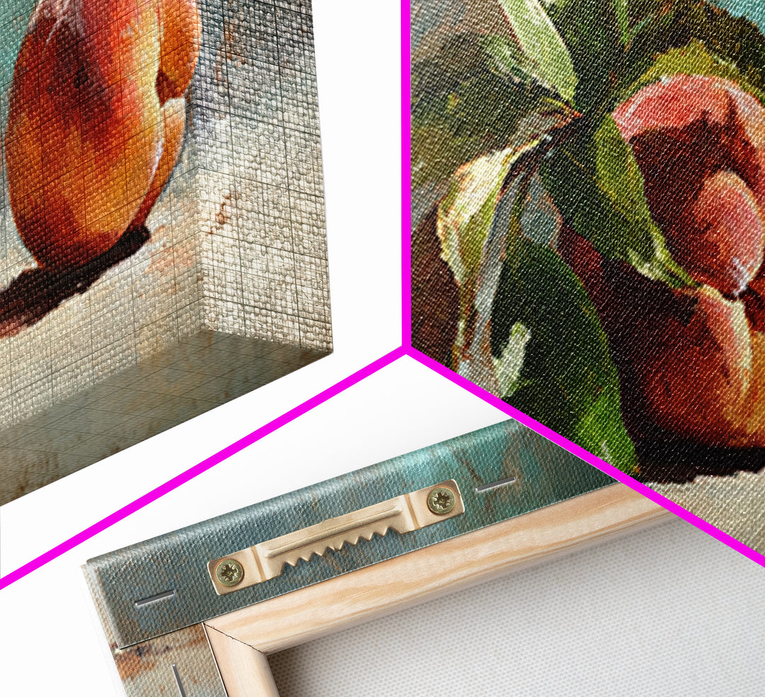 Still Life of Peaches Framed Canvas Print, Impressionist Art, Flower Print, Living Room Decor, Fine Art, Impression, IMP-2x1-19