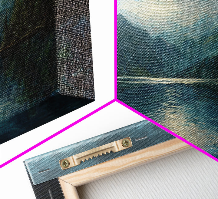 Mountain Lake with Sparkling Reflections Canvas Print, Impressionist Art, Statement Artwork, Living Room Decor, Impression, IMP-2x1-20