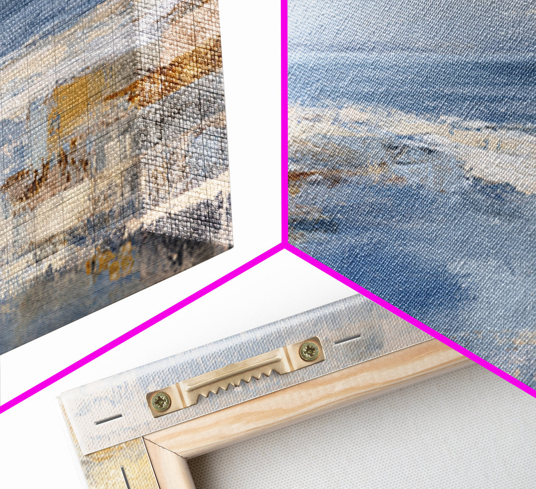 Soft Seaside Cliffs Framed Canvas Print, Impressionist Art, Large Wall Art, Living Room Decor, Impression, Abstract Painting, IMP-2x1-25