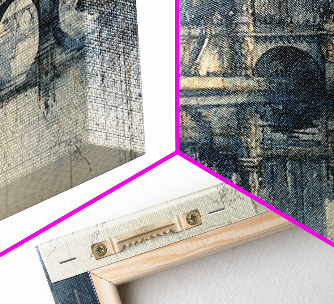 Paris Bridge Reflected Framed Canvas Print, Impressionist Art, Boho Decor, Living Room Decor, Oil Painting, Impression, IMP-2x1-27