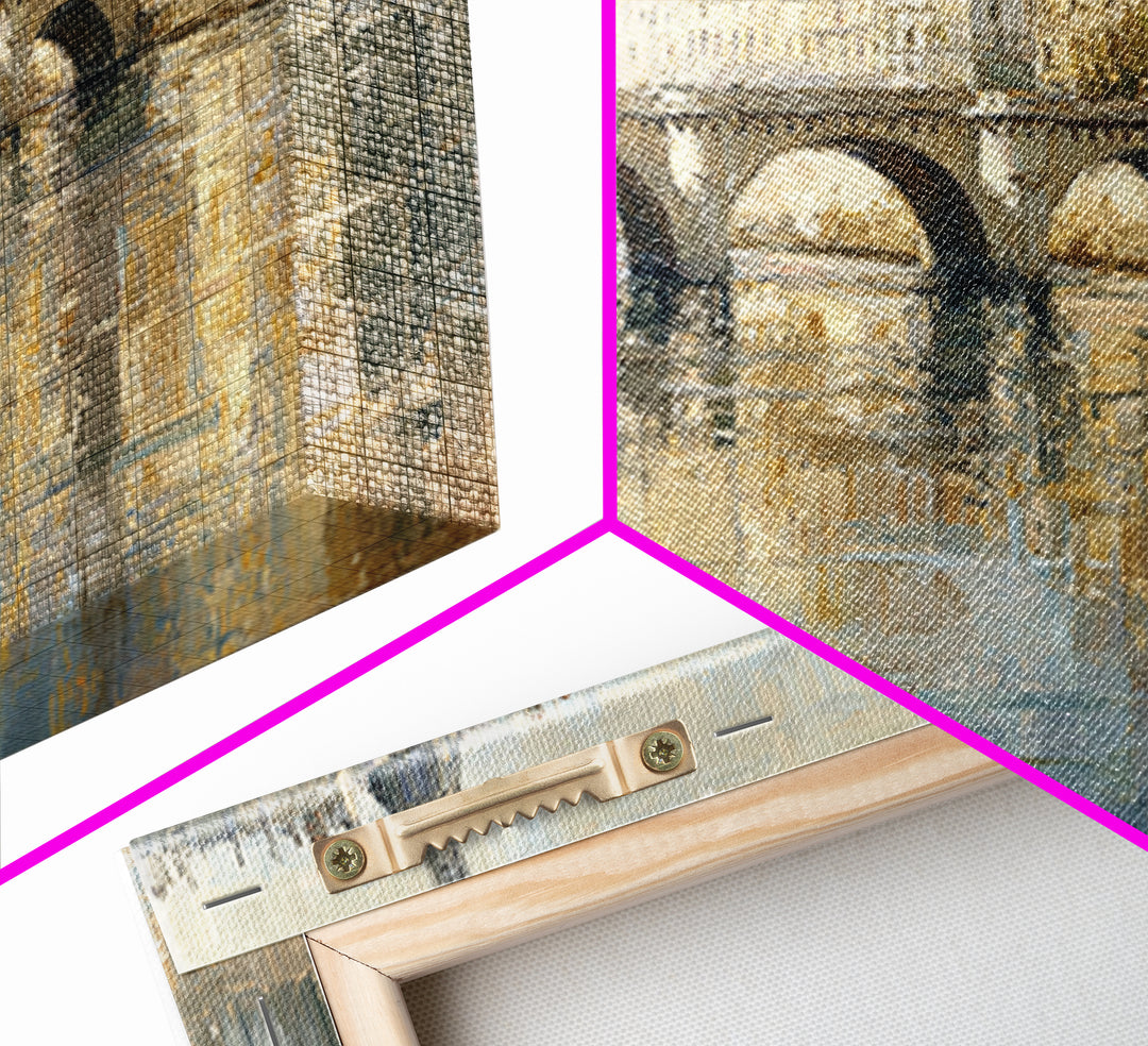 Paris Bridge Reflected Framed Canvas Print, Impressionist Art, Farmhouse Decor, Living Room Decor, Fine Art, Impression, IMP-2x1-3