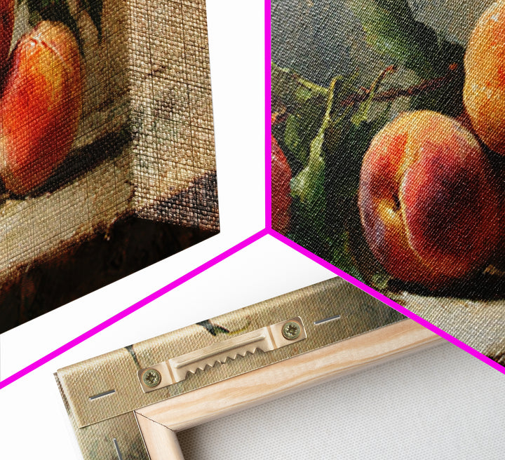 Still Life of Peaches Framed Canvas Print, Impressionist Art, Large Wall Art, Living Room Decor, Fine Art, Impression, IMP-2x1-43