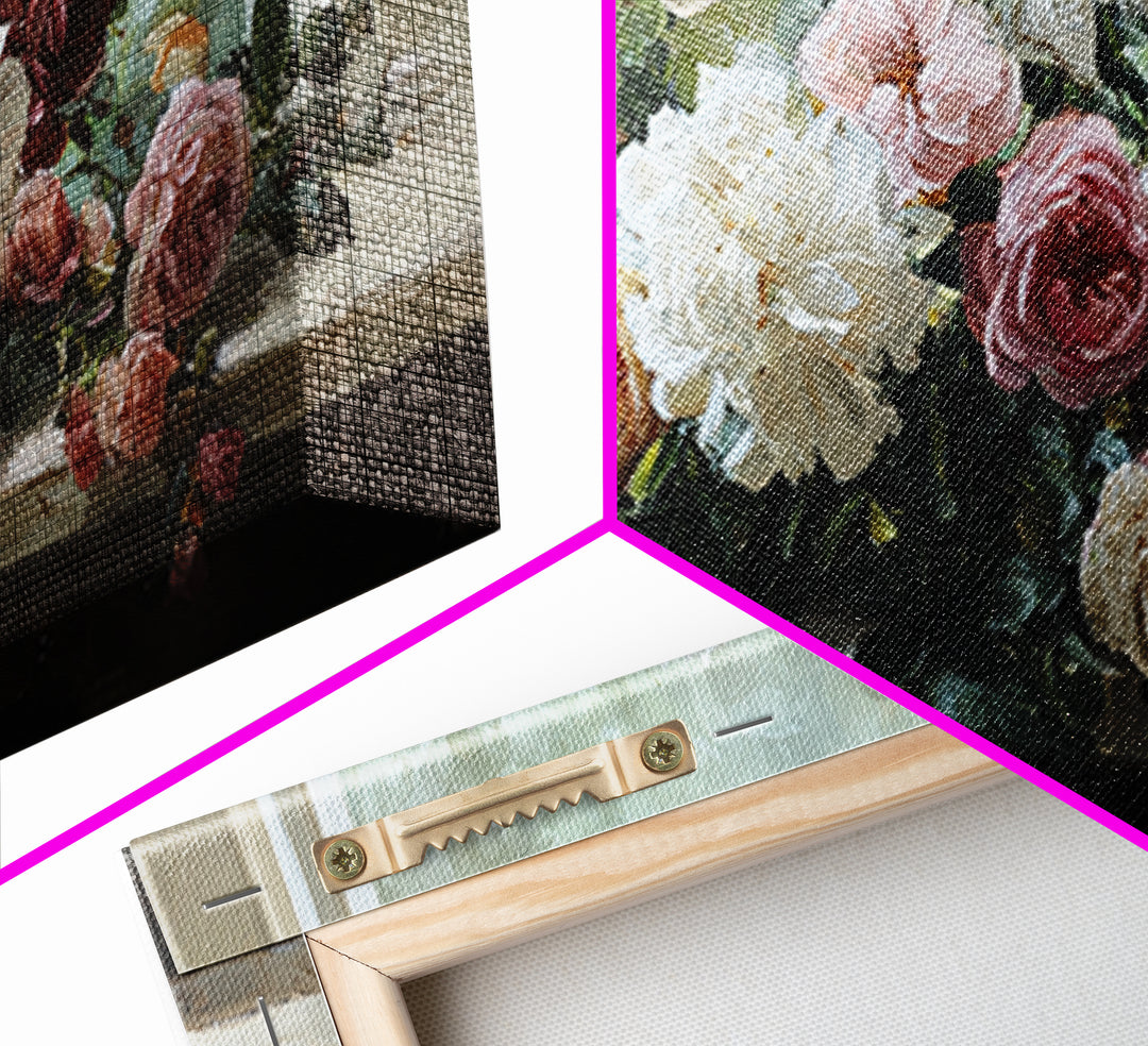 Caf Table with Flowers and Morning Light Canvas Print, Impressionist Art, Minimalist Decor, Living Room Decor, Impression, IMP-2x1-6