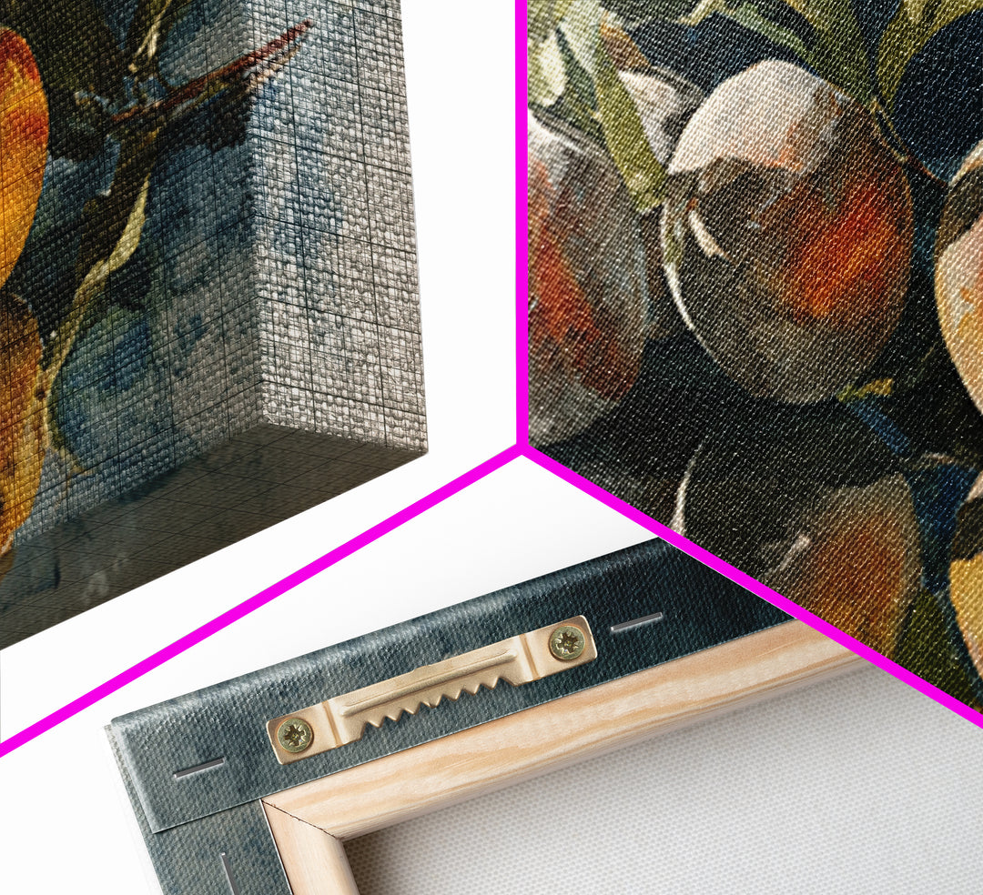 Still Life of Peaches Framed Canvas Print, Impressionist Art, Gallery Decor, Living Room Decor, Fine Art, Impression, IMP-2x1-67