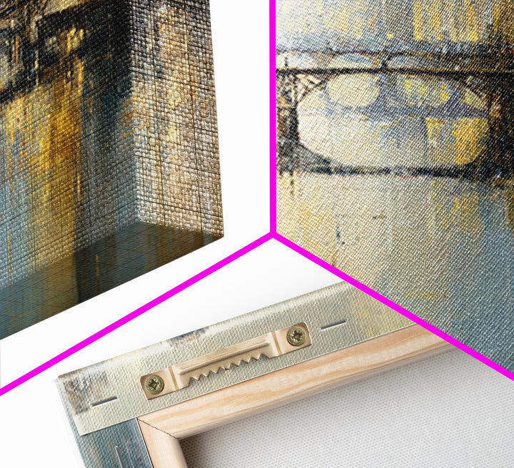 Paris Bridge Reflected Framed Canvas Print, Impressionist Art, Room Decor, Living Room Decor, Fine Art, Impression, IMP-2x1-75