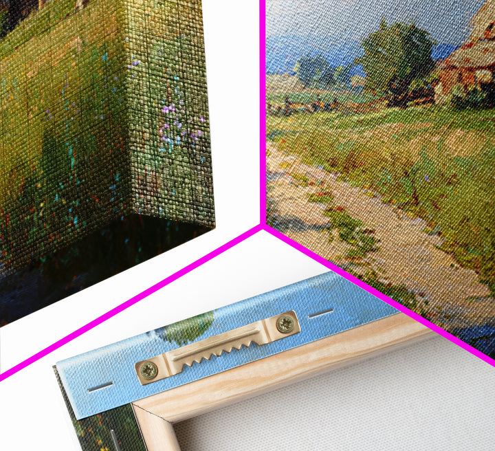 Country Lane with Flickering Sunlight Framed Canvas Print, Impressionist Art, Oil Painting, Living Room Decor, Impression, IMP-2x1-90