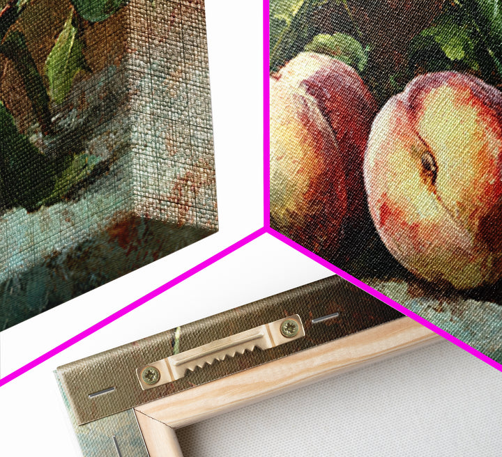 Still Life of Peaches Framed Canvas Print, Impressionist Art, Textured Wall Art, Living Room Decor, Fine Art, Impression, IMP-2x1-91