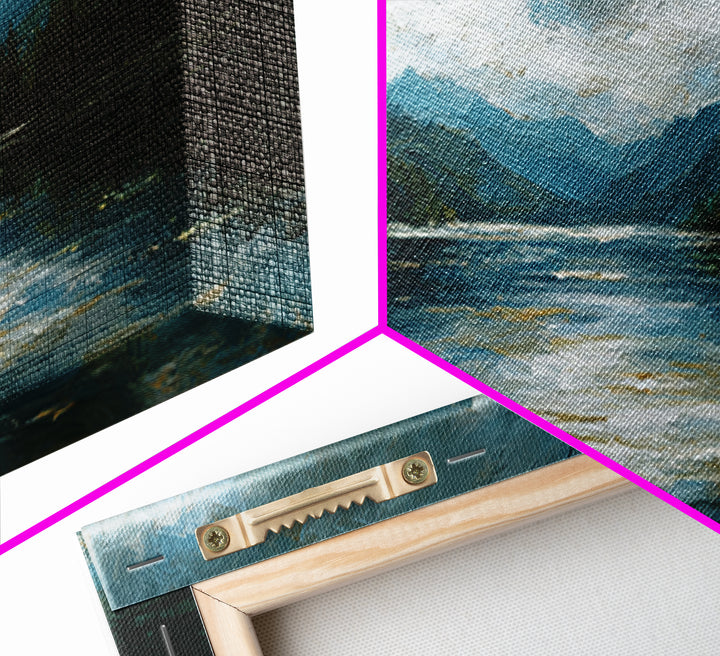 Mountain Lake with Sparkling Reflections Canvas Print, Impressionist Art, Horizontal Wall Art, Living Room Decor, Impression, IMP-2x1-92