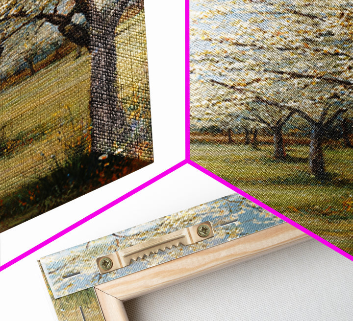 Spring Orchard with Blossoming Trees Framed Canvas Print, Impressionist Art, Original Painting, Living Room Decor, Impression, IMP-2x3-38