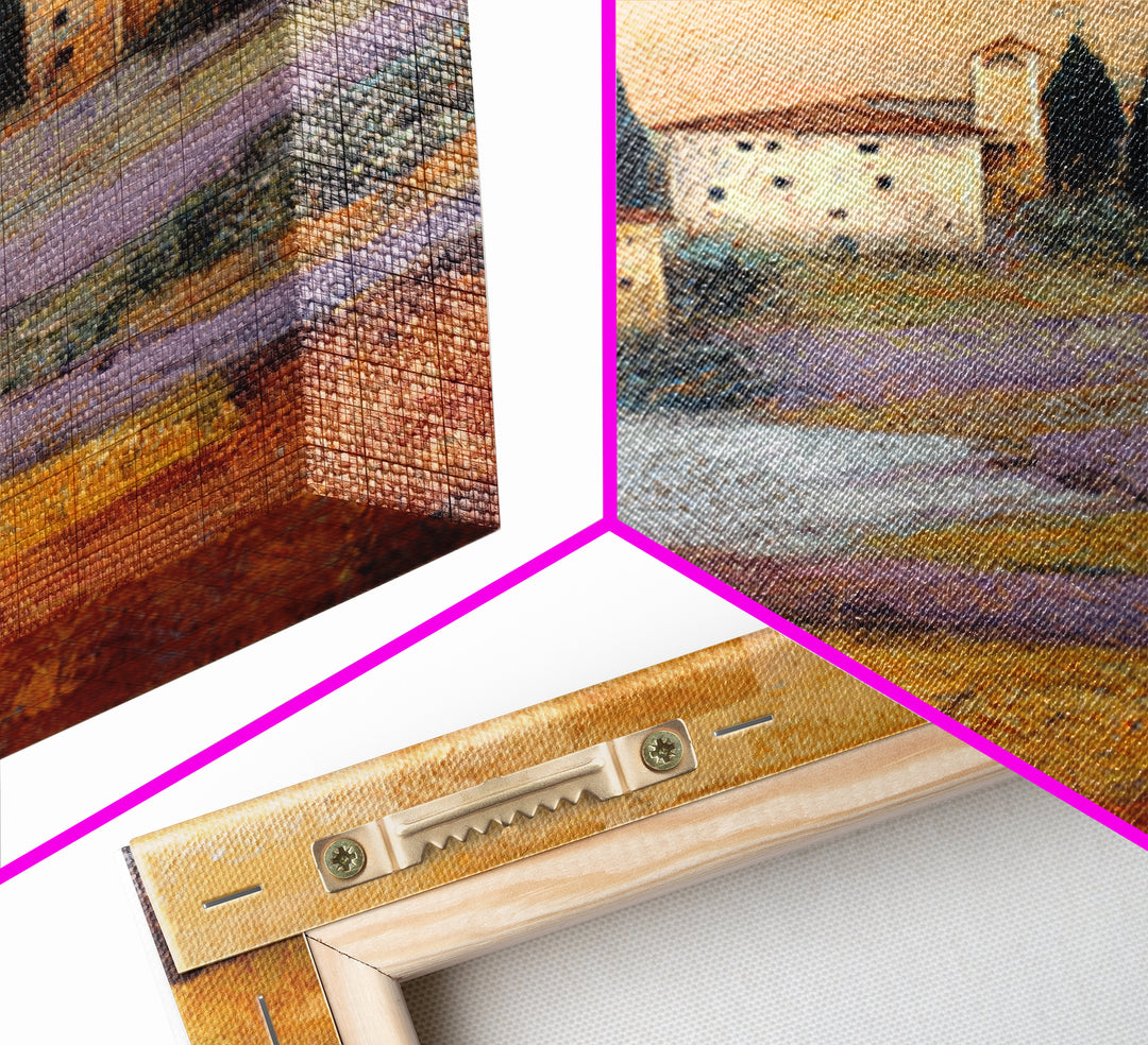 Sunset over Lavender Field Framed Canvas Print, Impressionist Art, Wall Decor, Living Room Decor, Fine Art, Impression, IMP-2x3-46