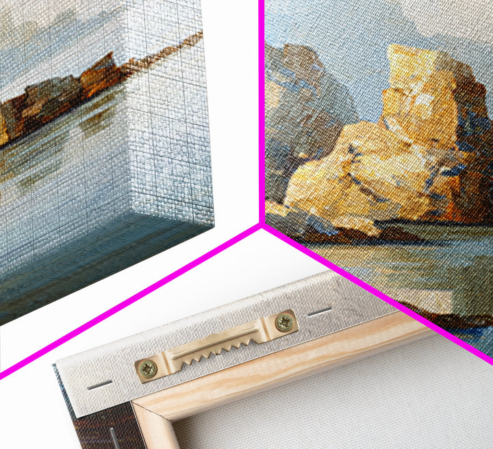 Soft Seaside Cliffs Framed Canvas Print, Impressionist Art, Modern Art, Living Room Decor, Impression, Statement Artwork, IMP-2x3-85