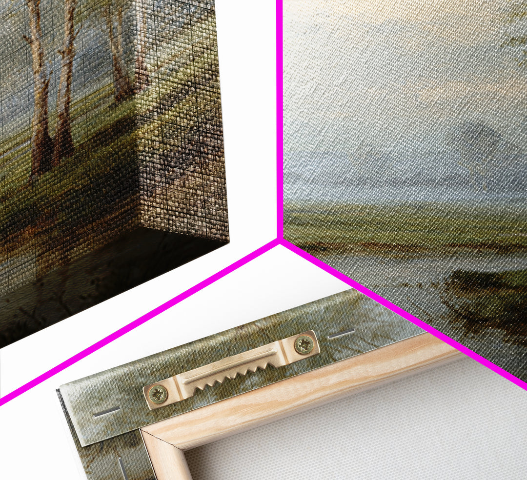Misty Riverbank with Willow Trees Canvas Print, Impressionist Art, Flower Print, Living Room Decor, Fine Art, Impression, IMP-2x3-91