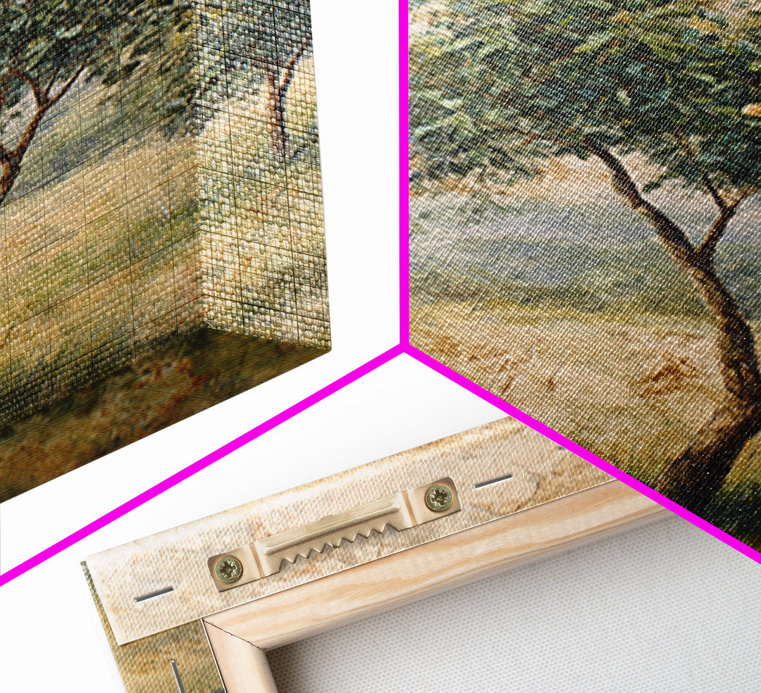 Apple Tree in Summer Orchard Framed Canvas Print, Impressionist Art, Coastal Wall Art, Living Room Decor, Fine Art, Impression, IMP-2x3-97