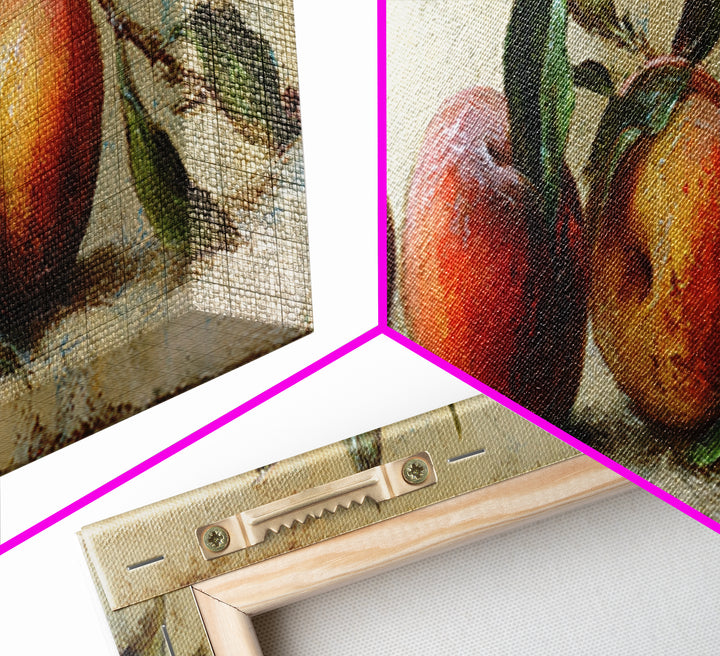 Still Life of Peaches Framed Canvas Print, Impressionist Art, Gallery Decor, Living Room Decor, Fine Art, Impression, IMP-3x1-15