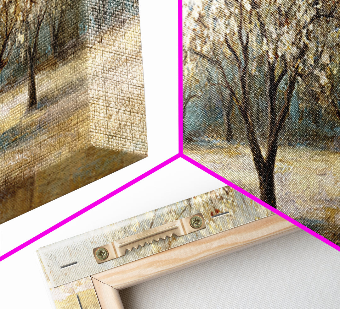 Spring Orchard with Blossoming Trees Canvas Print, Impressionist Art, Living Room Decor, Abstract Art, Impression, IMP-3x1-22