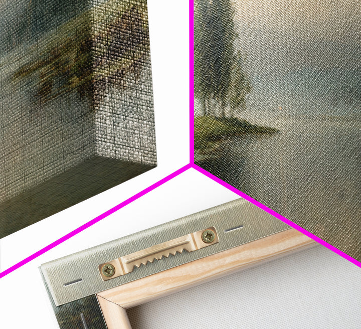 Misty Riverbank with Willow Trees Canvas Print, Impressionist Art, Fine Art Print, Living Room Decor, Fine Art, Impression, IMP-3x1-3