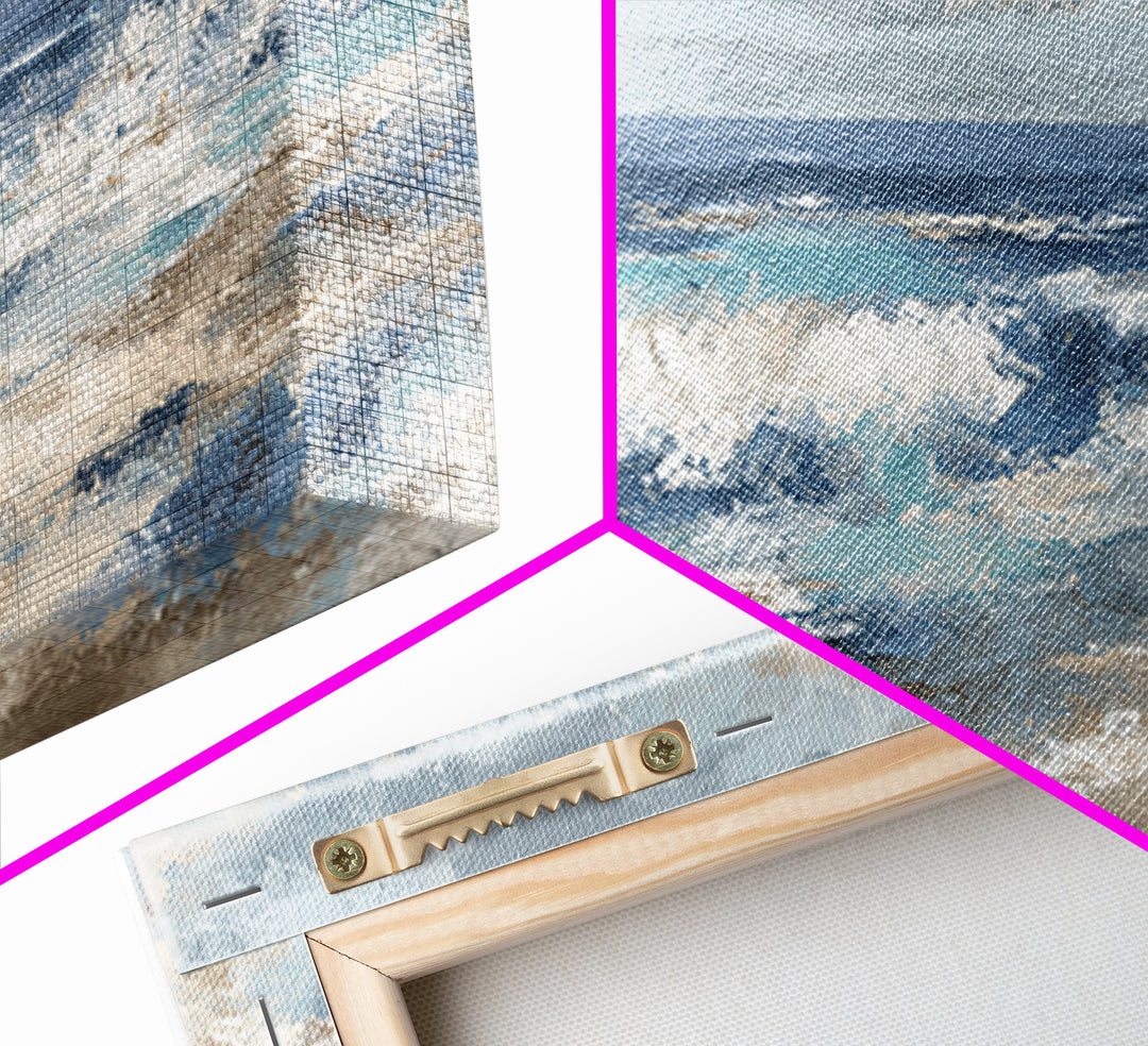 Coastal Beach Figures Canvas Print, Impressionist Art, Minimalist Decor, Living Room Decor, Impression, Textured Wall Art, IMP-3x1-35