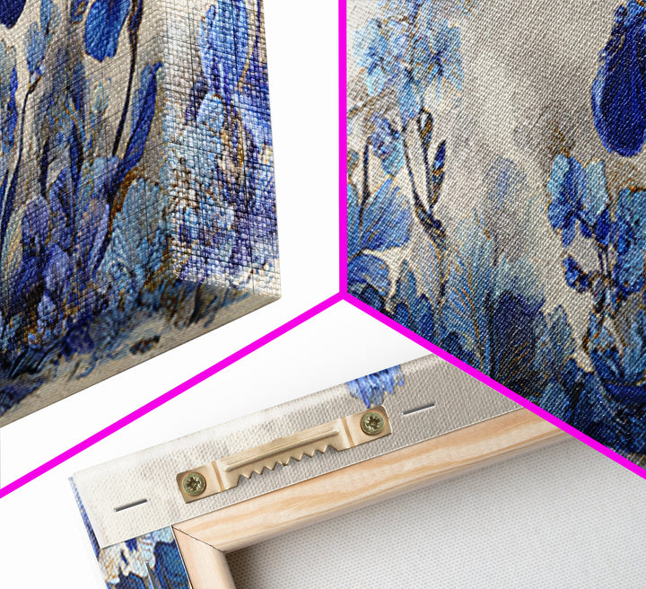 Iris Garden with Blue Violet Strokes Canvas Print, Impressionist Art, Gallery Decor, Living Room Decor, Fine Art, Impression, IMP-3x1-36