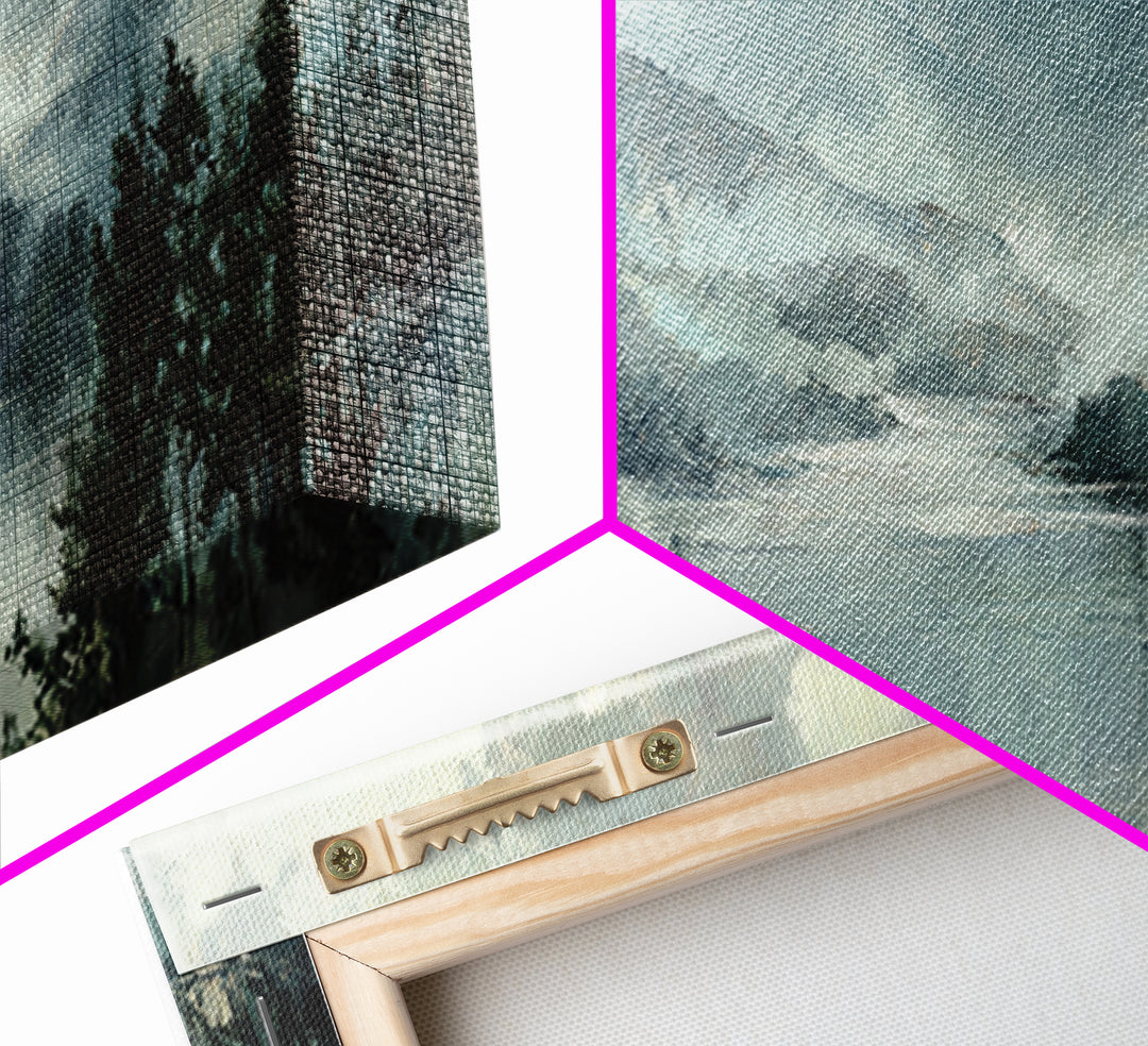 Mountain Lake with Sparkling Reflections Canvas Print, Impressionist Art, Neutral Decor, Living Room Decor, Oil Painting, IMP-3x1-40