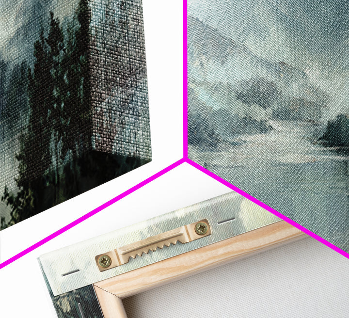 Mountain Lake with Sparkling Reflections Canvas Print, Impressionist Art, Neutral Decor, Living Room Decor, Oil Painting, IMP-3x1-40