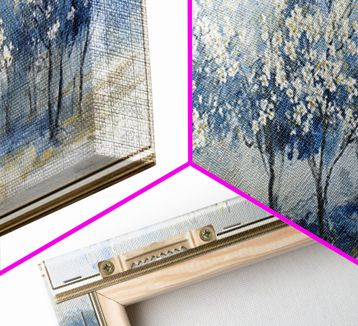 Spring Orchard with Blossoming Trees Canvas Print, Impressionist Art, Abstract Painting, Living Room Decor, Impression, IMP-3x1-46