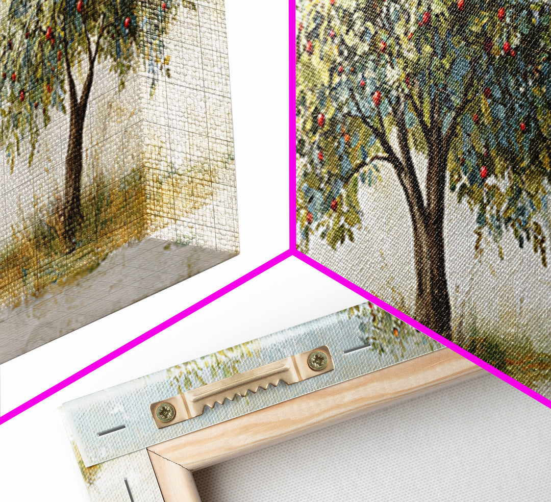 Apple Tree in Summer Orchard Framed Canvas Print, Impressionist Art, Flower Print, Living Room Decor, Fine Art, Impression, IMP-3x1-81