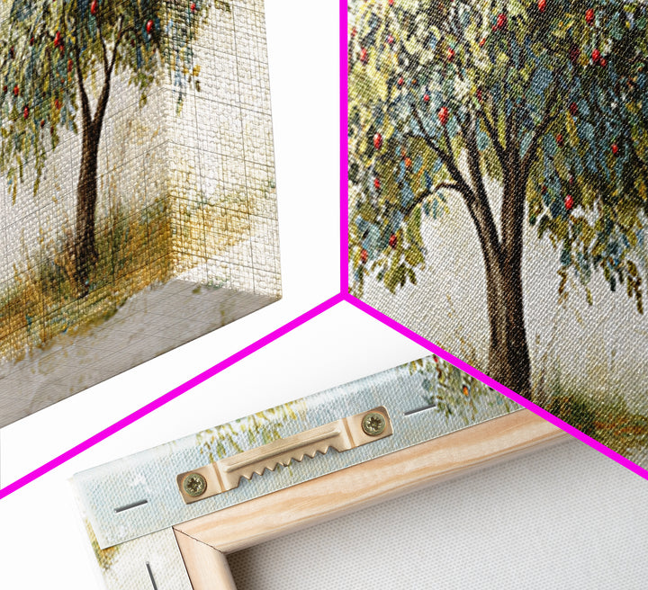 Apple Tree in Summer Orchard Framed Canvas Print, Impressionist Art, Flower Print, Living Room Decor, Fine Art, Impression, IMP-3x1-81