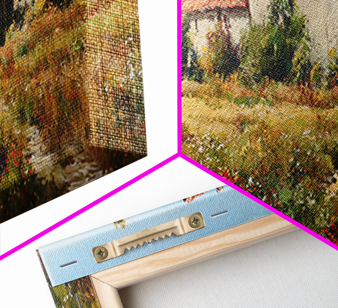 Country Lane with Flickering Sunlight Canvas Print, Impressionist Art, Wall Art Framed, Living Room Decor, Watercolor Art, IMP-3x1-86