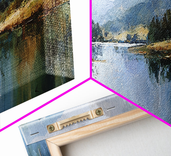 Mountain Lake with Sparkling Reflections Canvas Print, Impressionist Art, Wall Art, Living Room Decor, Fine Art, Impression, IMP-3x1-88