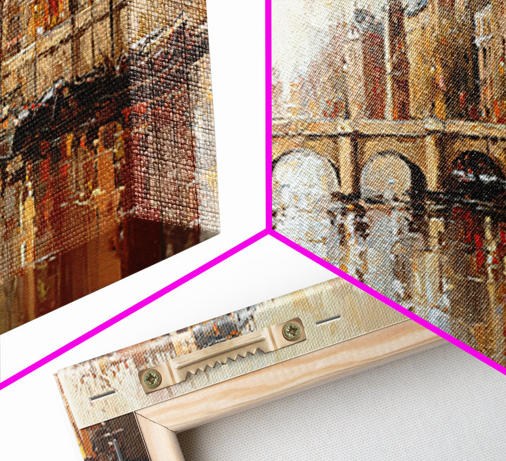 Paris Bridge Reflected Canvas Print, Impressionist Art, Oil Painting, Living Room Decor, Impression, Coastal Wall Art, IMP-3x1-95