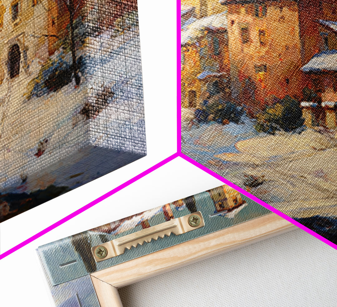 Snowy Village with Warm Glowing Windows Canvas Print, Impressionist Art, Gallery Wall Art, Living Room Decor, Impression, IMP-3x2-17
