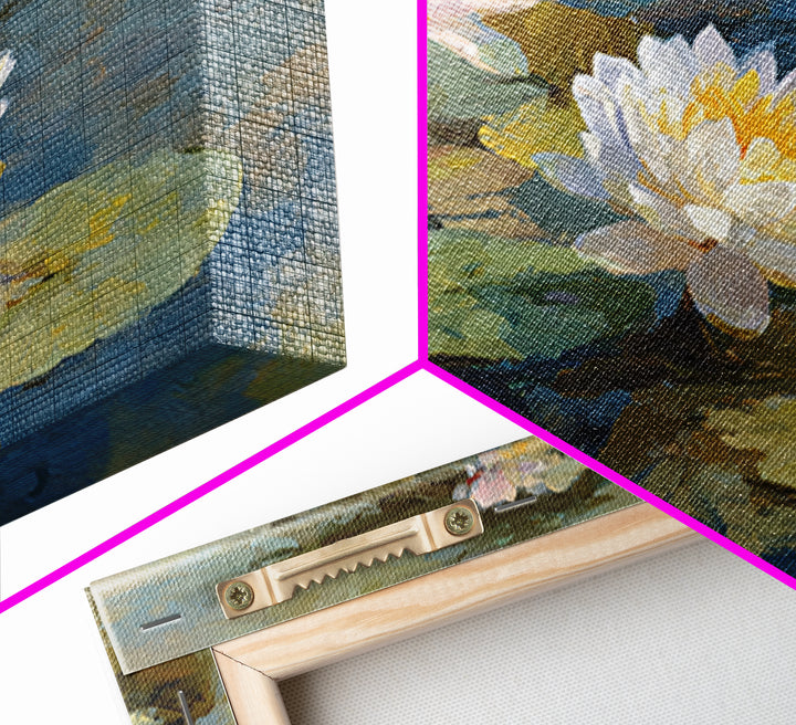 Water Lilies Floating on a Sunlit Pond Canvas Print, Impressionist Art, Modern Decor, Living Room Decor, Fine Art, Impression, IMP-3x2-29