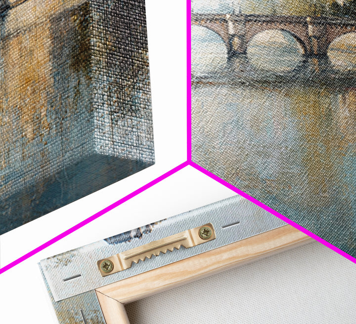 Paris Bridge Reflected Framed Canvas Print, Impressionist Art, Room Decor, Living Room Decor, Fine Art, Impression, IMP-3x2-35