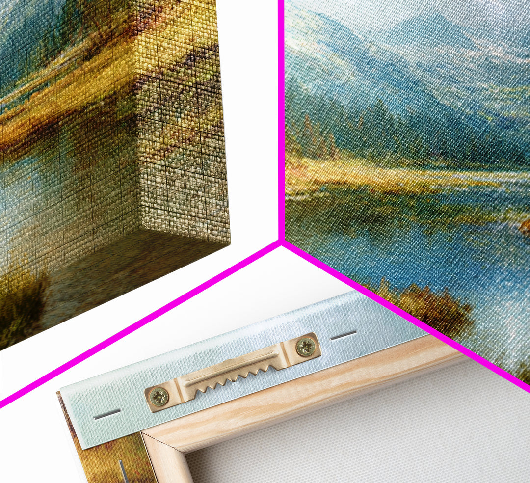 Mountain Lake with Sparkling Reflections Canvas Print, Impressionist Art, Horizontal Wall Art, Living Room Decor, Impression, IMP-3x2-4