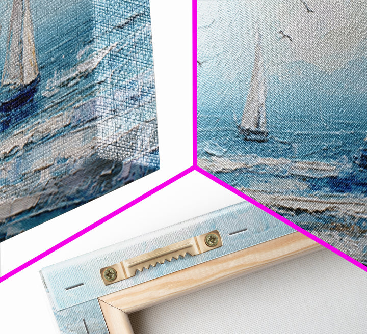 Sailboats on a Bright Sparkling Harbor Canvas Print, Impressionist Art, Statement Artwork, Living Room Decor, Impression, IMP-3x2-85