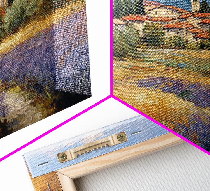 Sunset over Lavender Field Framed Canvas Print, Impressionist Art, Landscape Wall Art, Living Room Decor, Fine Art, Impression, IMP-3x2-90
