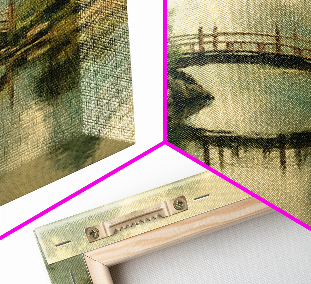 Water Garden Bridge Canvas Print, Impressionist Art, Landscape Art, Living Room Decor, Fine Art, Impression, Textured Painting, IMP-3x2-94