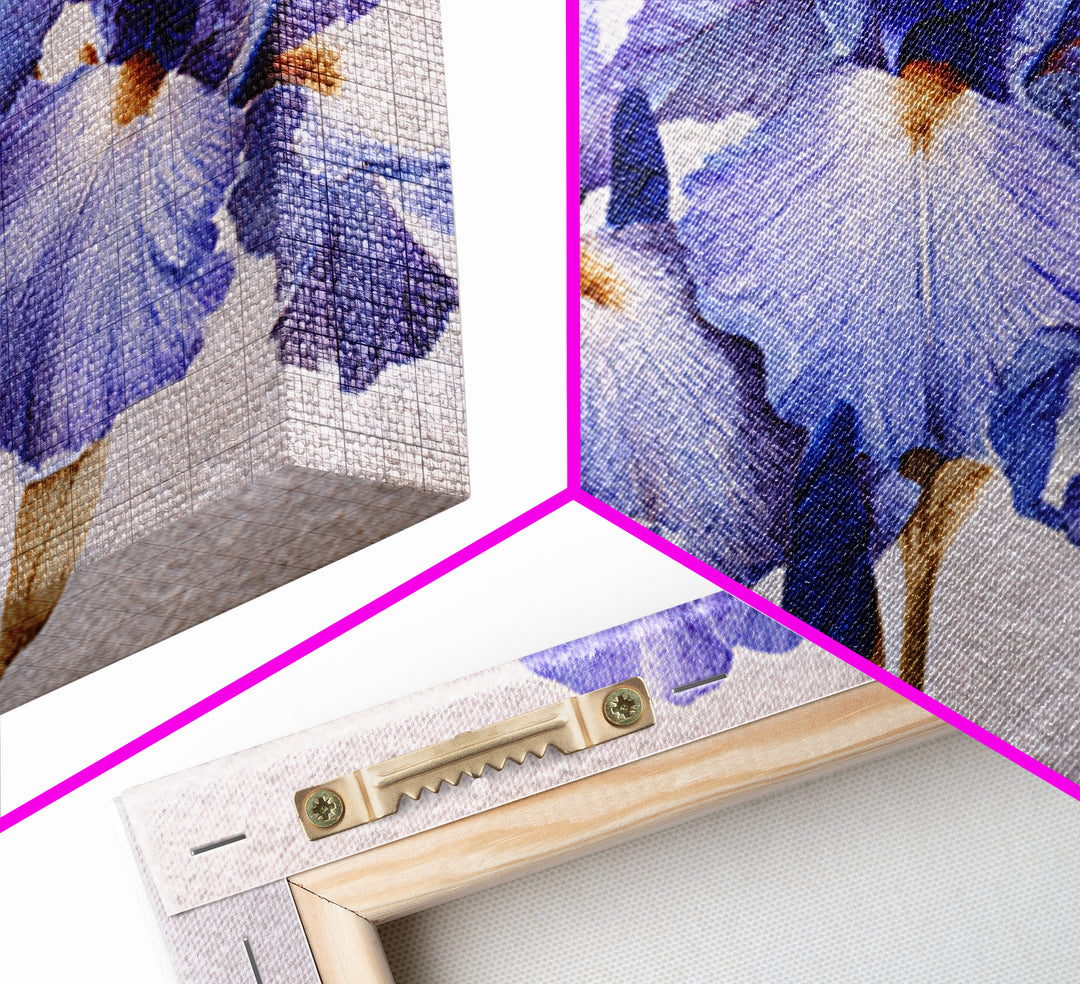 Iris Garden with Blue Violet Strokes Canvas Print, Impressionist Art, Printable Wall Art, Living Room Decor, Impression, IMP-3x2-96