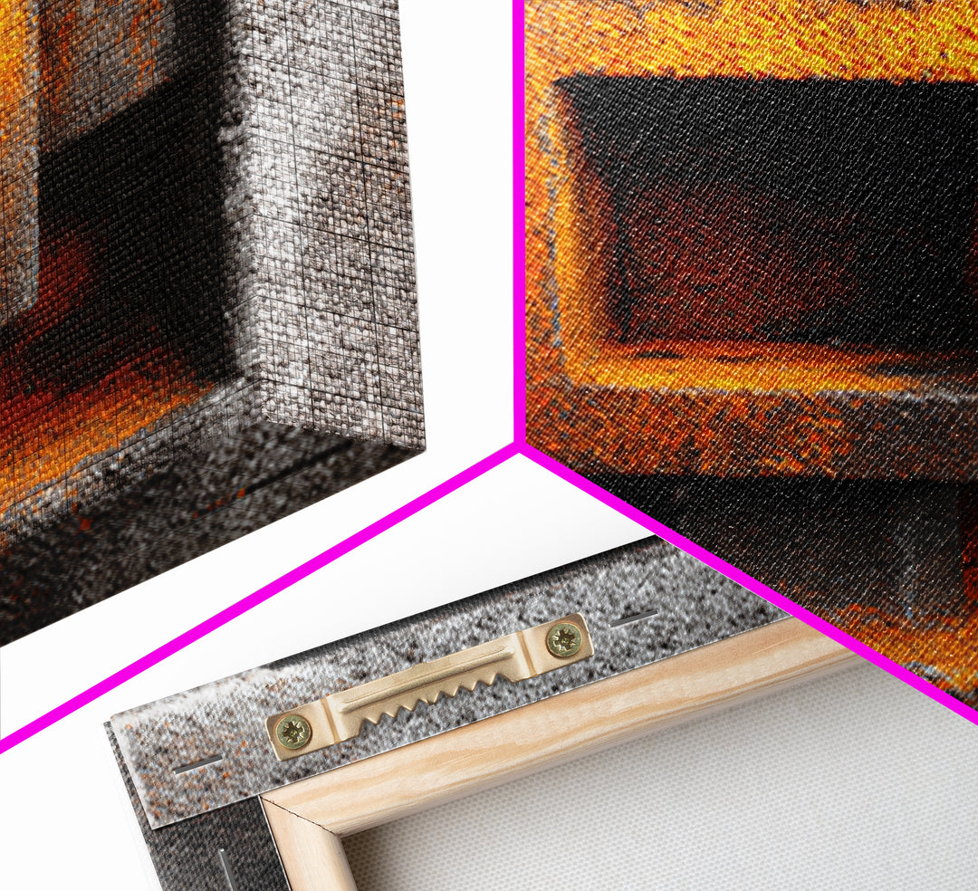 Abstract Smoke and Steel Shapes Framed Canvas Print, Industrial Art, Living Room Art, Living Room Decor, Abstract Art, Foundry, IND-1x1-24