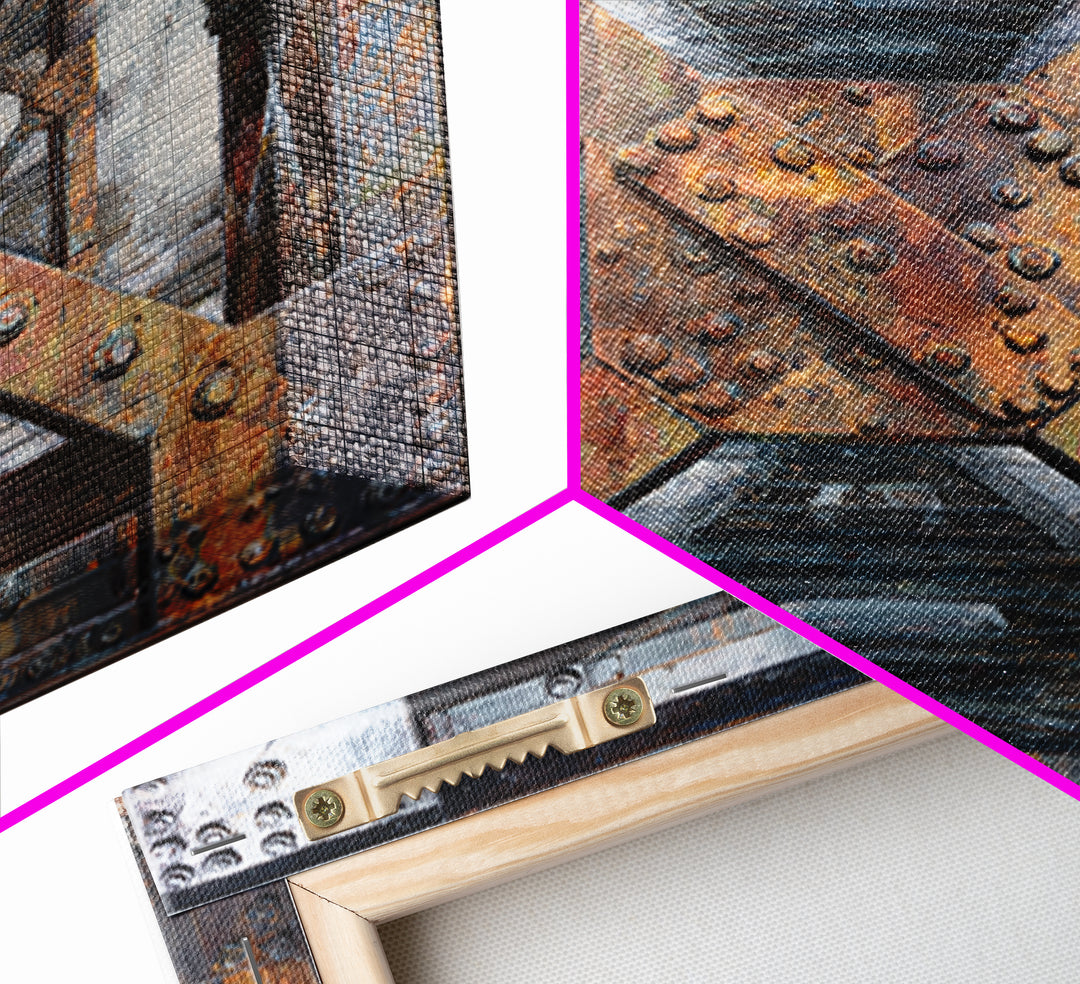 Steel Bridge Truss Framed Canvas Print, Industrial Art, Abstract Painting, Living Room Decor, Fine Art, Foundry, Neutral Decor, IND-1x1-27