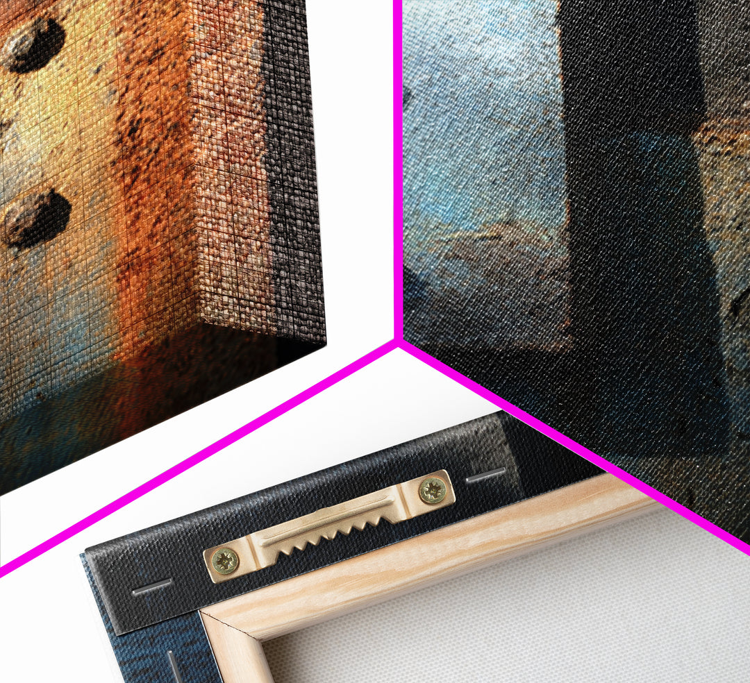Concrete Wall Abstract Framed Canvas Print, Industrial Art, Wall Decor, Living Room Decor, Fine Art, Foundry, Abstract Wall Art, IND-1x1-57